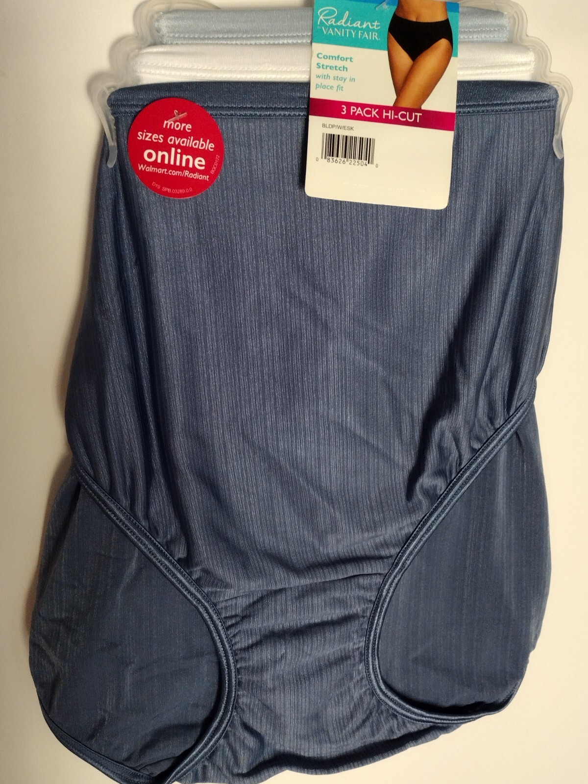 Vanity Fair Radiant Womens Hi-Cut Underwear Panties 3-Pair Nylon Blend 5XL M. C