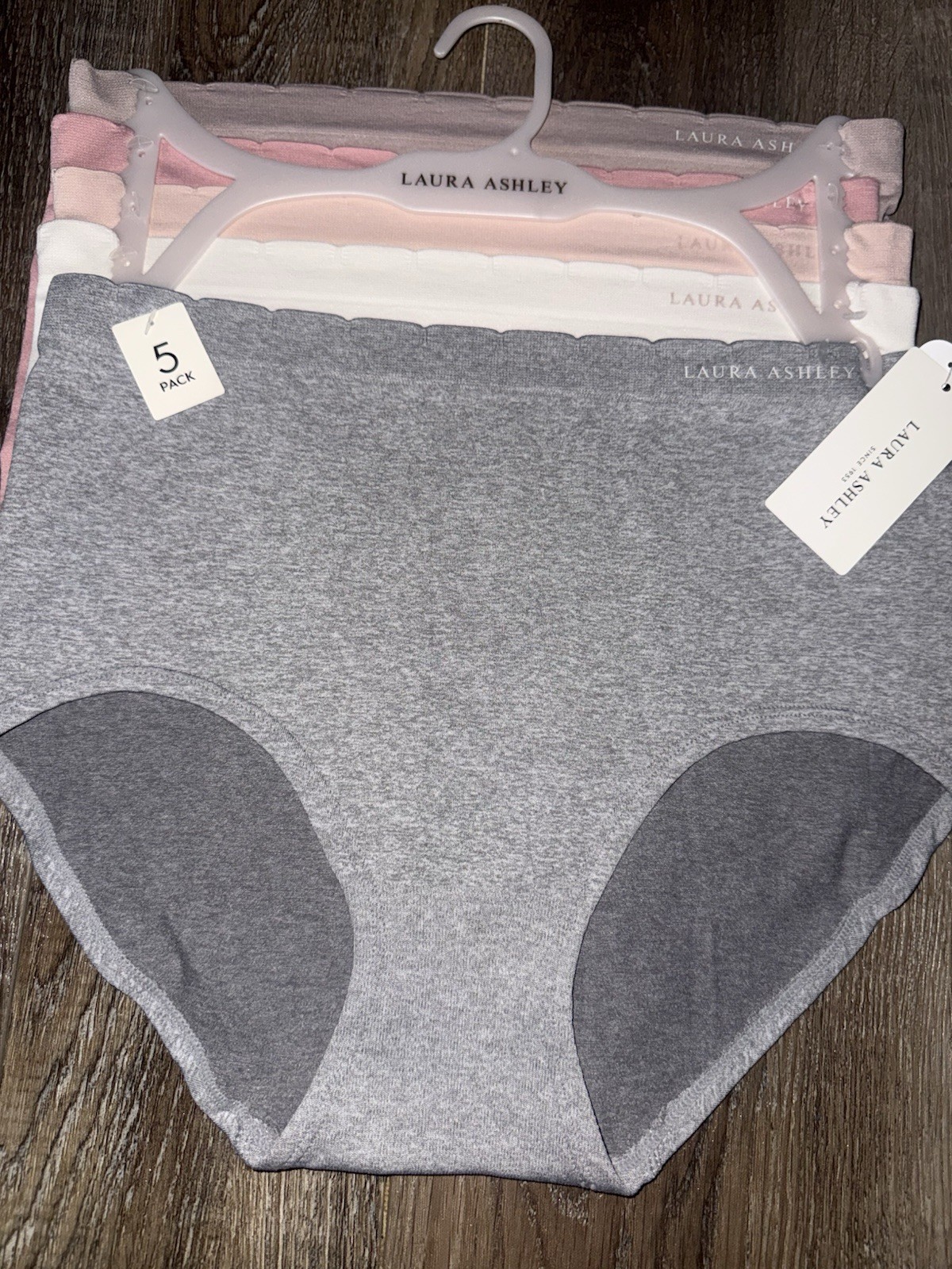 Laura Ashley ~ Womens Brief Underwear Panties 5-Pair Polyester Nylon Blend ~ L