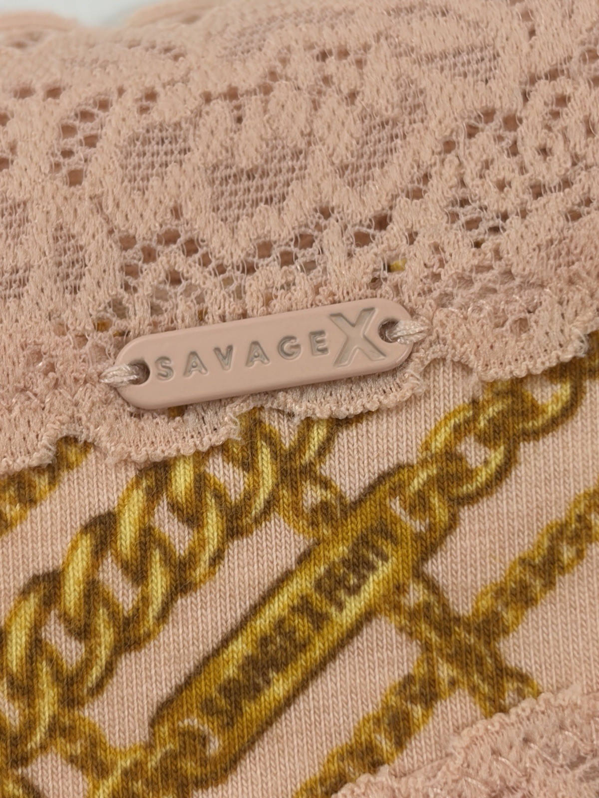 SAVAGE X FENTY Undie Cotton Essentials LaceTrim Cheeky Panty Chain Plaid Size XL
