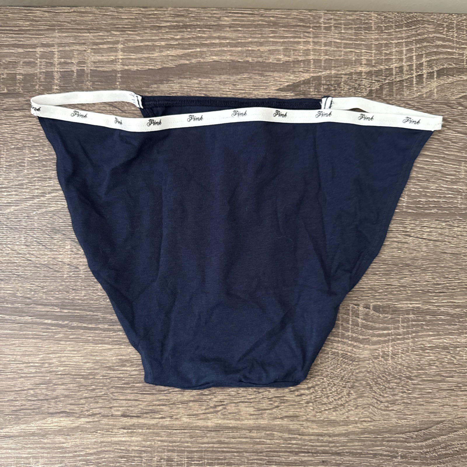 Pink By Victoria’s Secret, Large, Navy Blue Cotton Logo String Bikini Panties