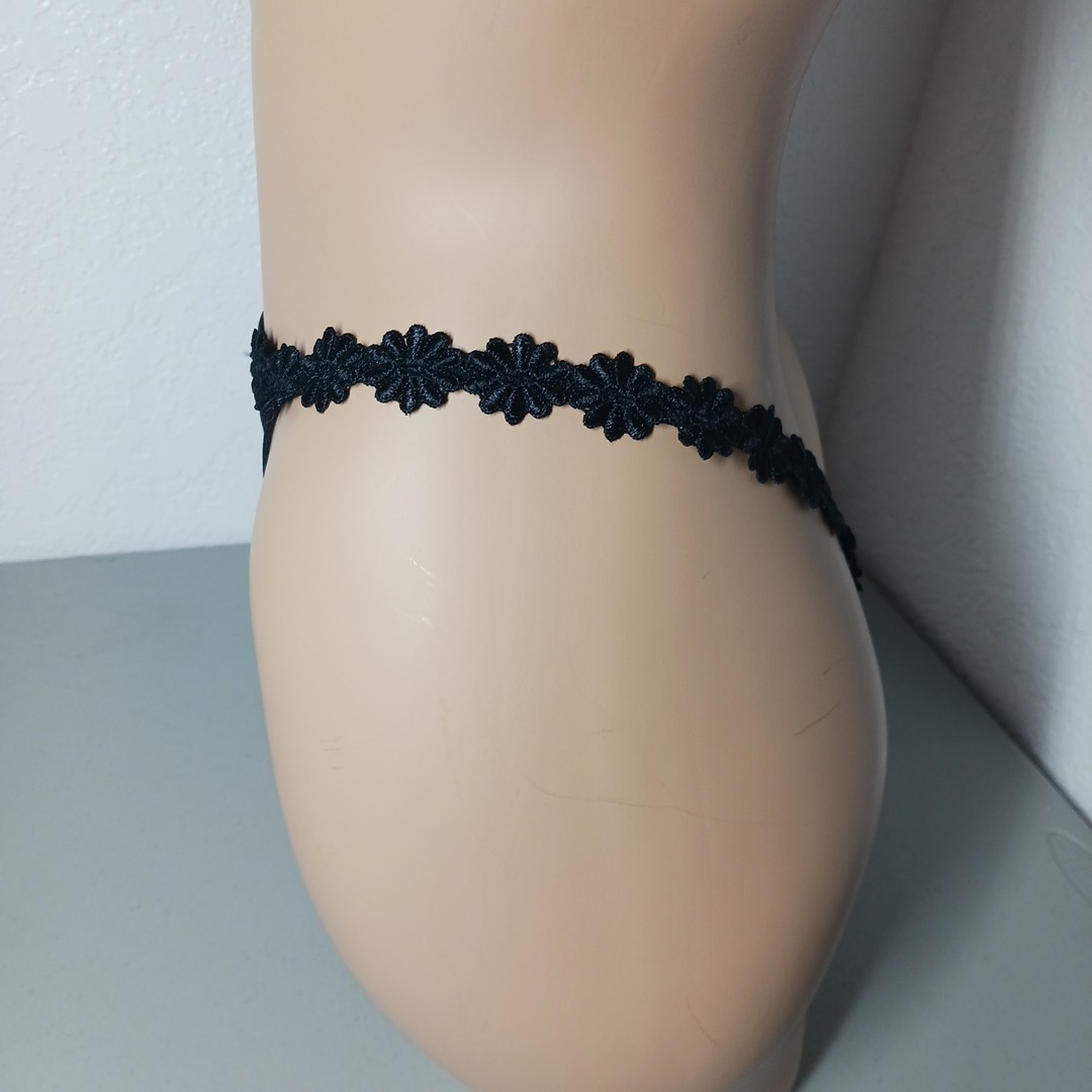 Marie Jo 0600-0413 Avero String Thong Panty Black L Floral Band Belgium Design