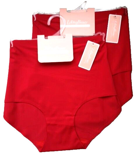Ladies Set of 2 Deep Red No VLP Lightweight High Rise Knickers Size 14/16 (L)