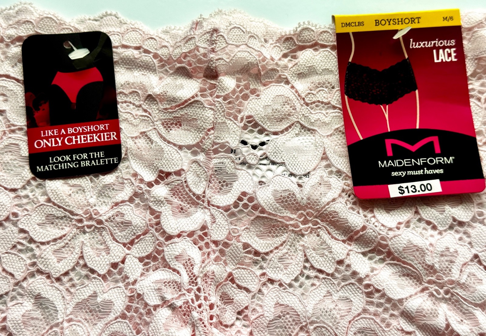 LOT OF 5 MAIDENFORM SZ M/6 Lace Pink Boyshort LACEY & SEXY Panty NWT Underwear