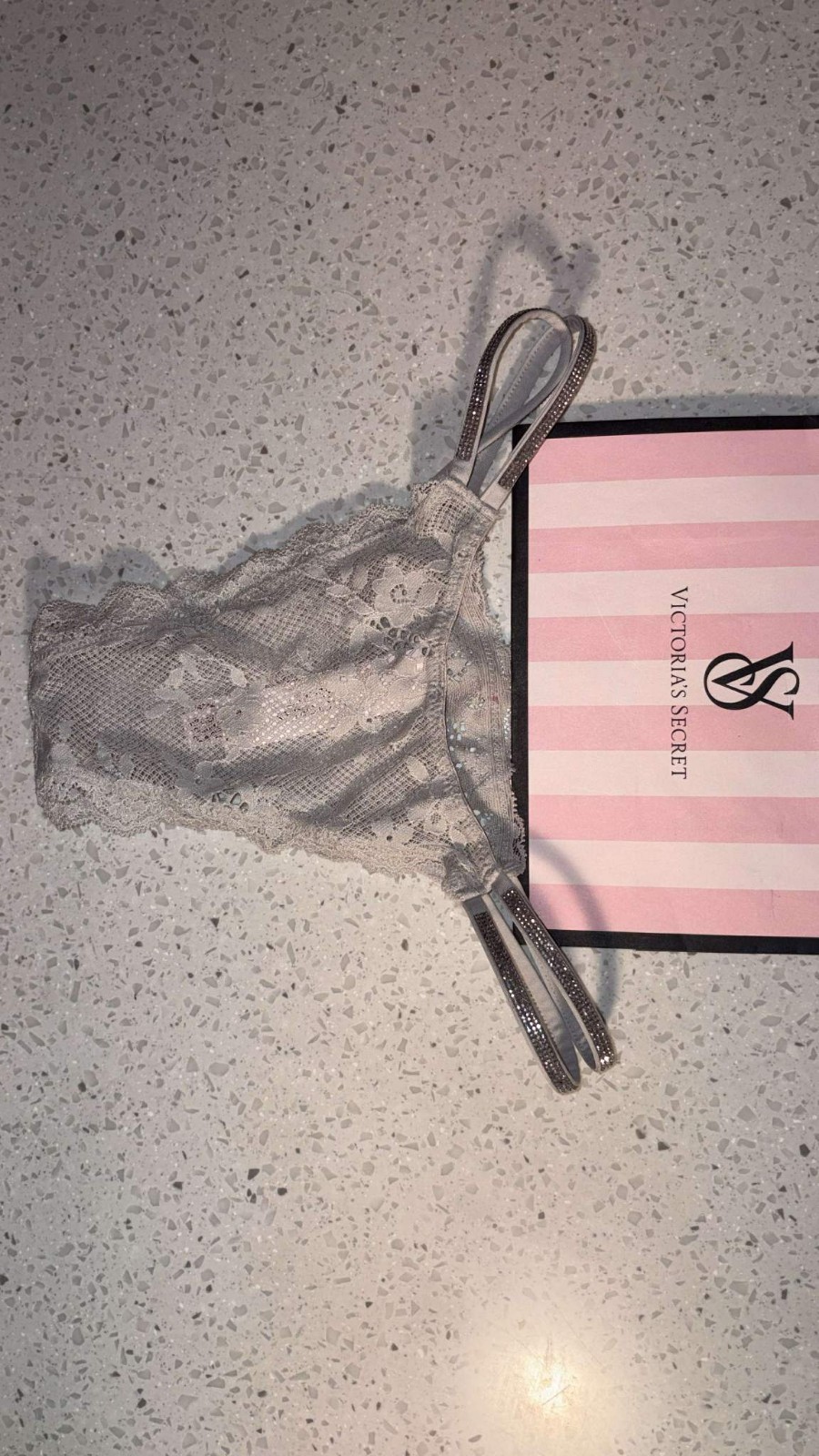 NWT Dream AngelsTwinkle Double Shine Strap Lace V-String Panty size XS