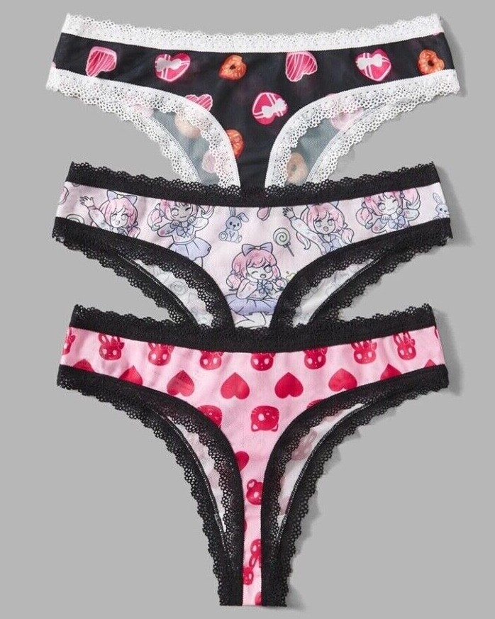 Womens Size 6-8-10-12-14-16 Gamer Gothic Anime Thong Knickers Underwear S M L XL