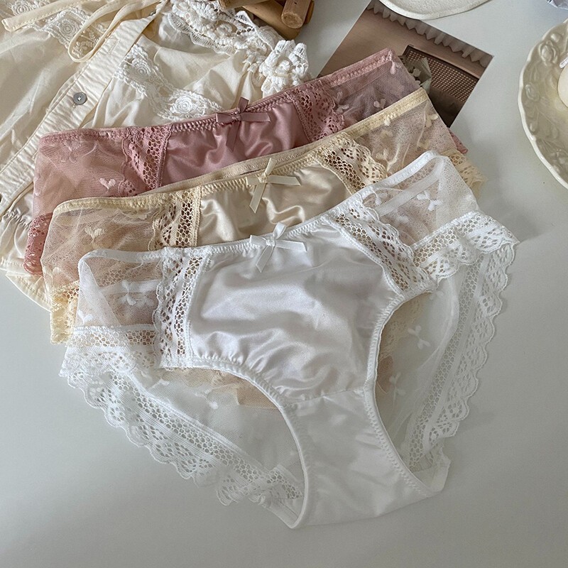 1/5 Pack Lot Sexy Panties For Womens Satin Underwear Brief Lace Sheer Lingeries