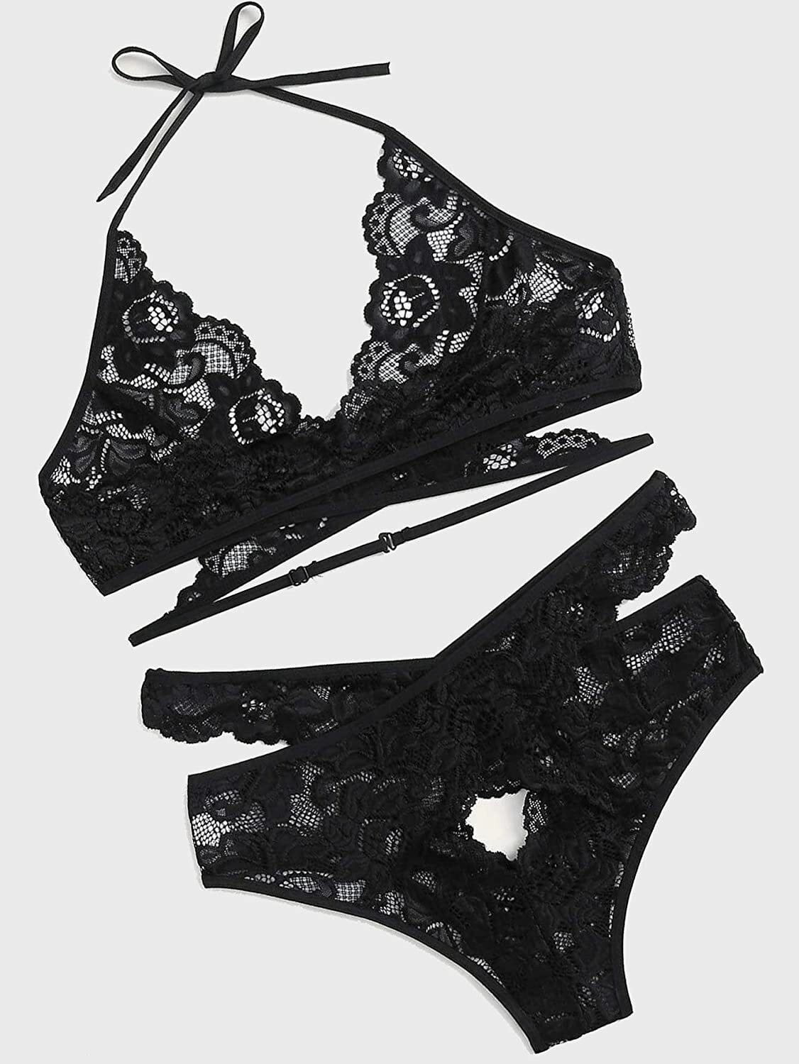 Women’s Lace Lingerie Sets Sexy Bra and Panty Set Babydoll 2 Peice Sleepwear