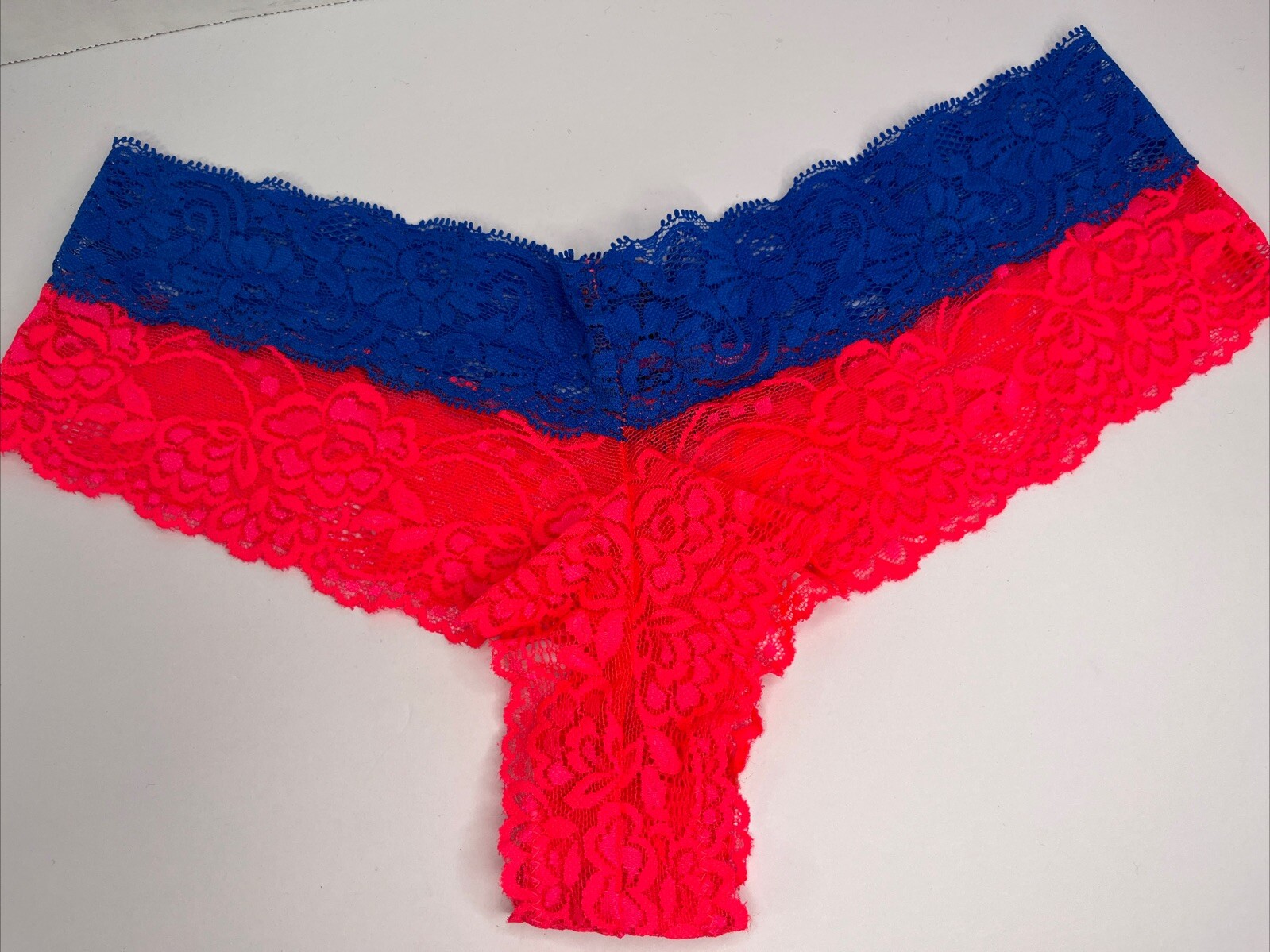 NWOT Charlotte Russe Neon Pink & Blue Cheeky Sexy Bright Lace Panties Size XL