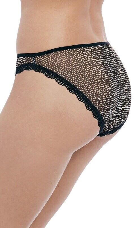 Freya Summer Haze Brief Size XS 8 10 Black Beige Spot Sheer Knickers 3995 New