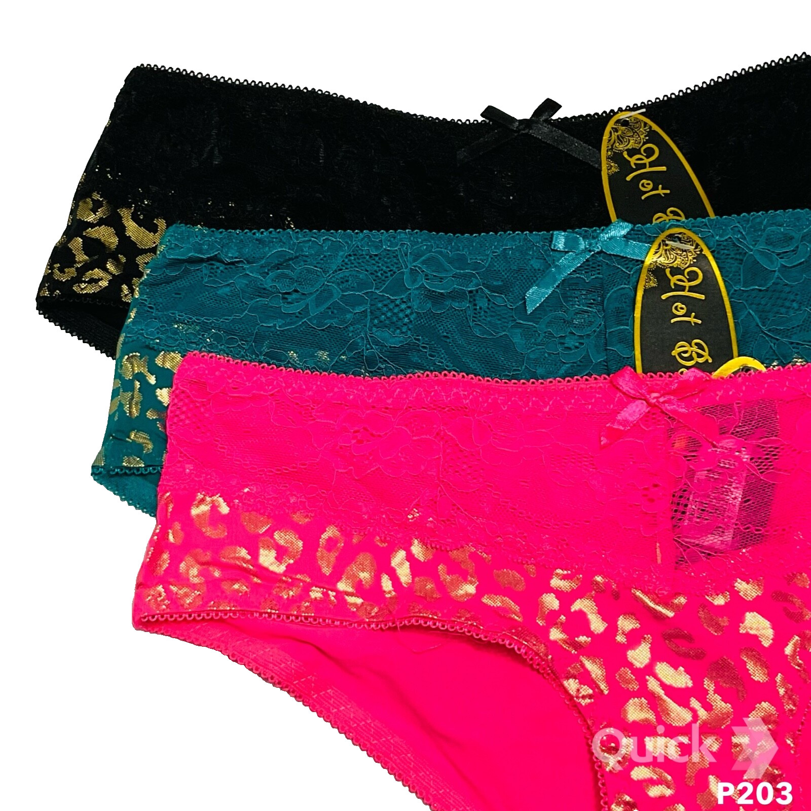 sz L – NWT 6 pcs Floral Lace / Golden Leopard Panties