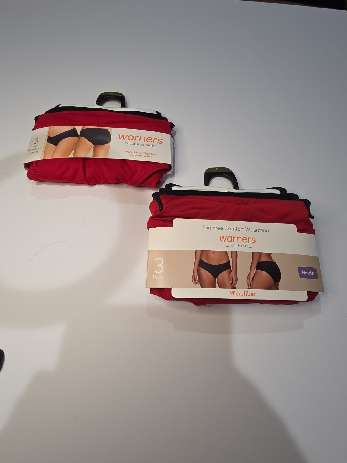 Warners Women’s Plus Microfiber Hipster Panties 2 3 Packs Red Black White XL New