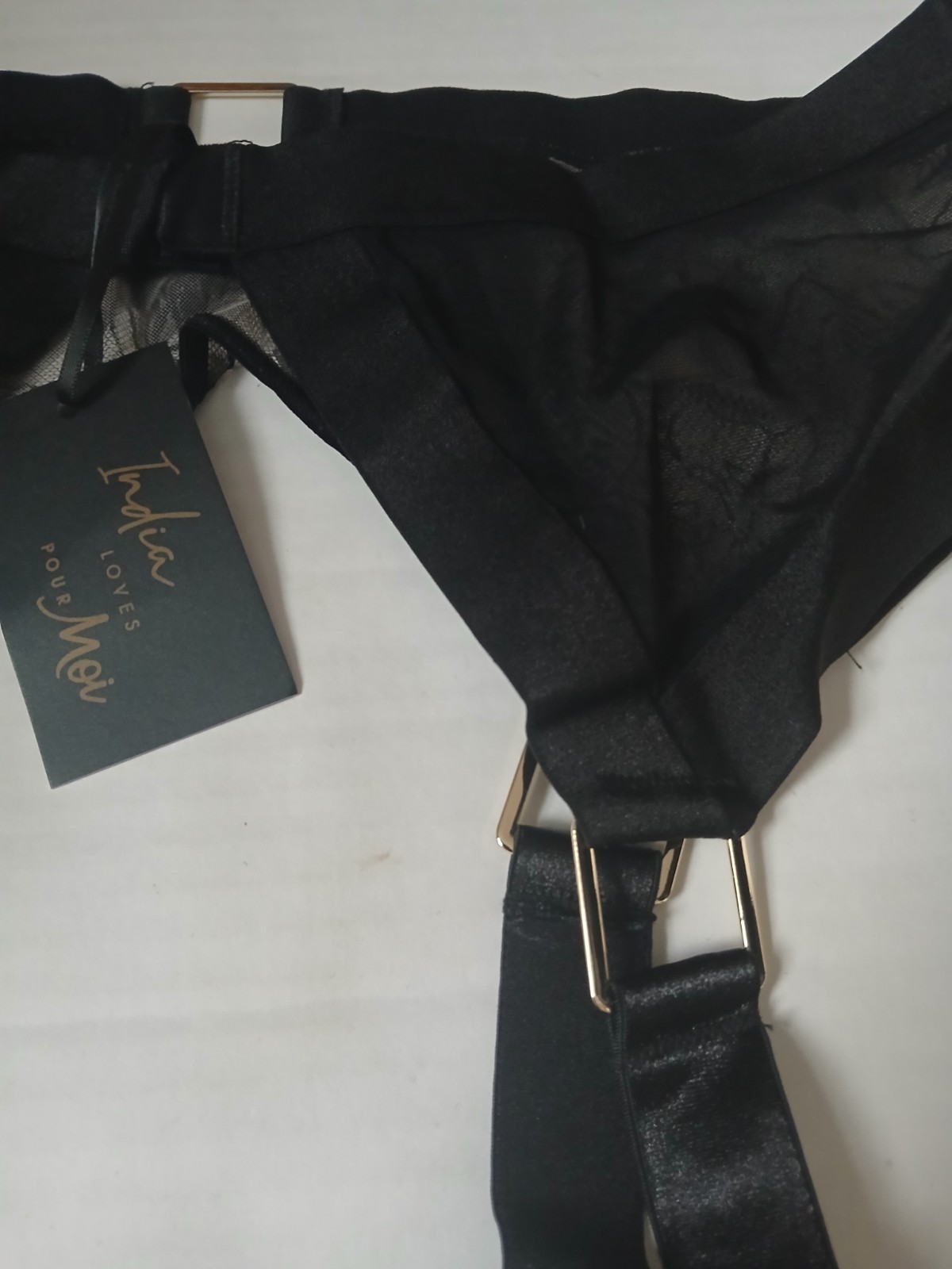 Pour Moi India Embroidery Suspender Black / Cosmetic Freepost 14