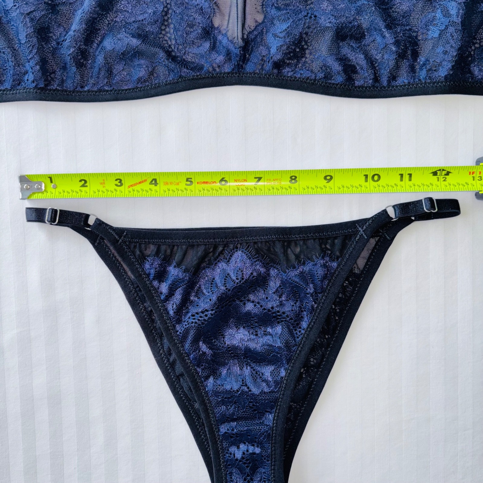 BLUE Lace UNDERWEAR Set SHEER Black SISSY Mesh Vintage LINGERIE Bikini BRIEF S M