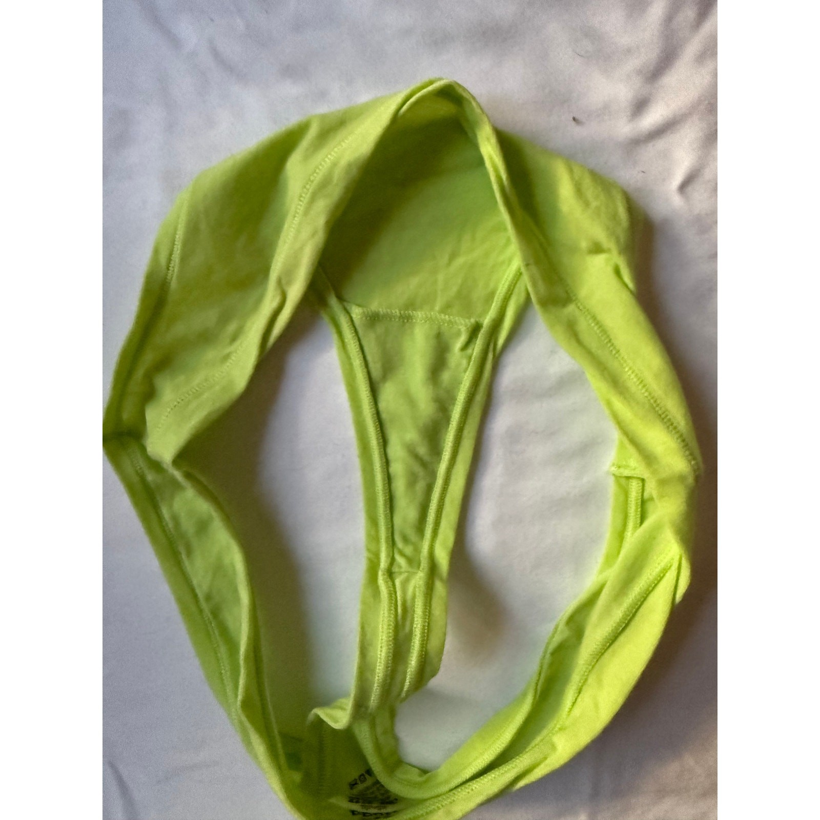 NWOT Mudd Neon Green Cotton Thong Panty One Size Stretch Minimal Coverage
