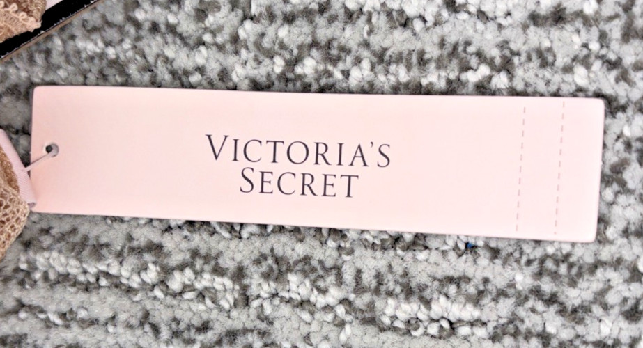 Victorias Secret Very Sexy NWT Medium Beige Rose Lace High Leg Thong Panty Sheer