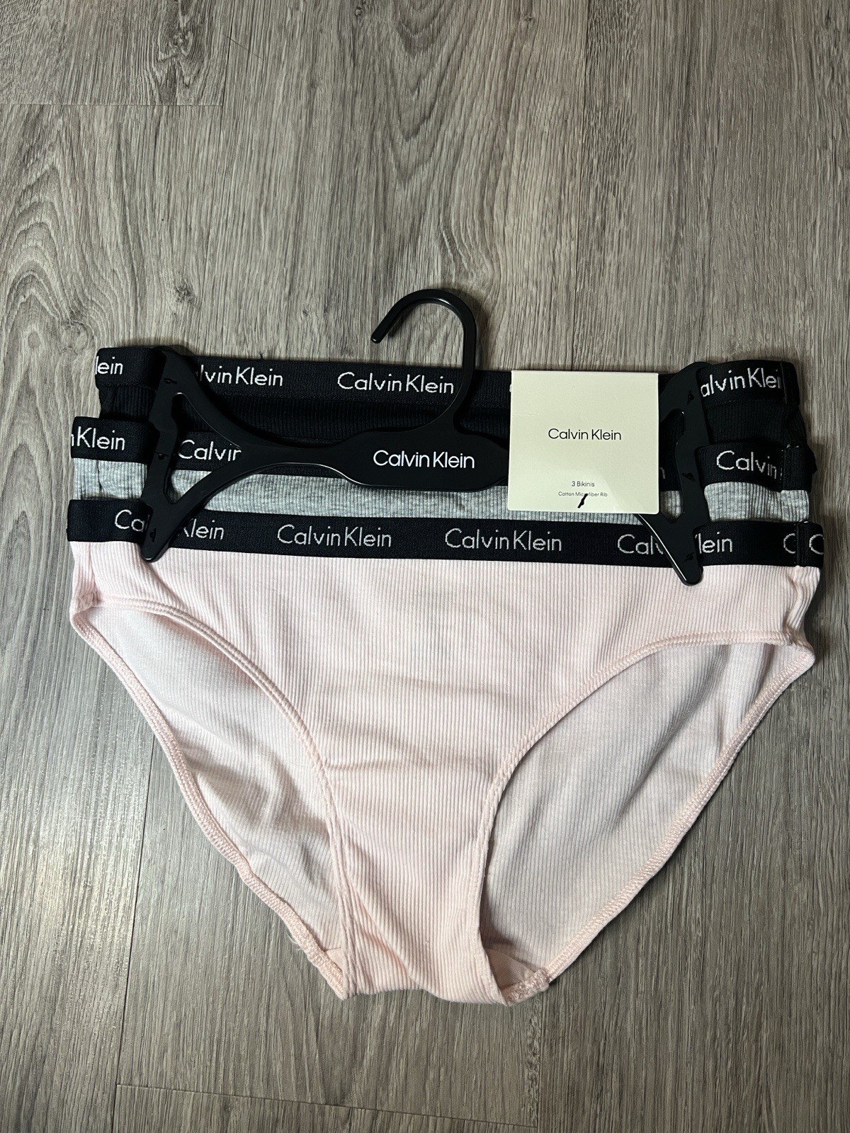 Calvin Klein Ribbed Stretch Bikini Panties 3-Pack Logo Solid Multicolor S