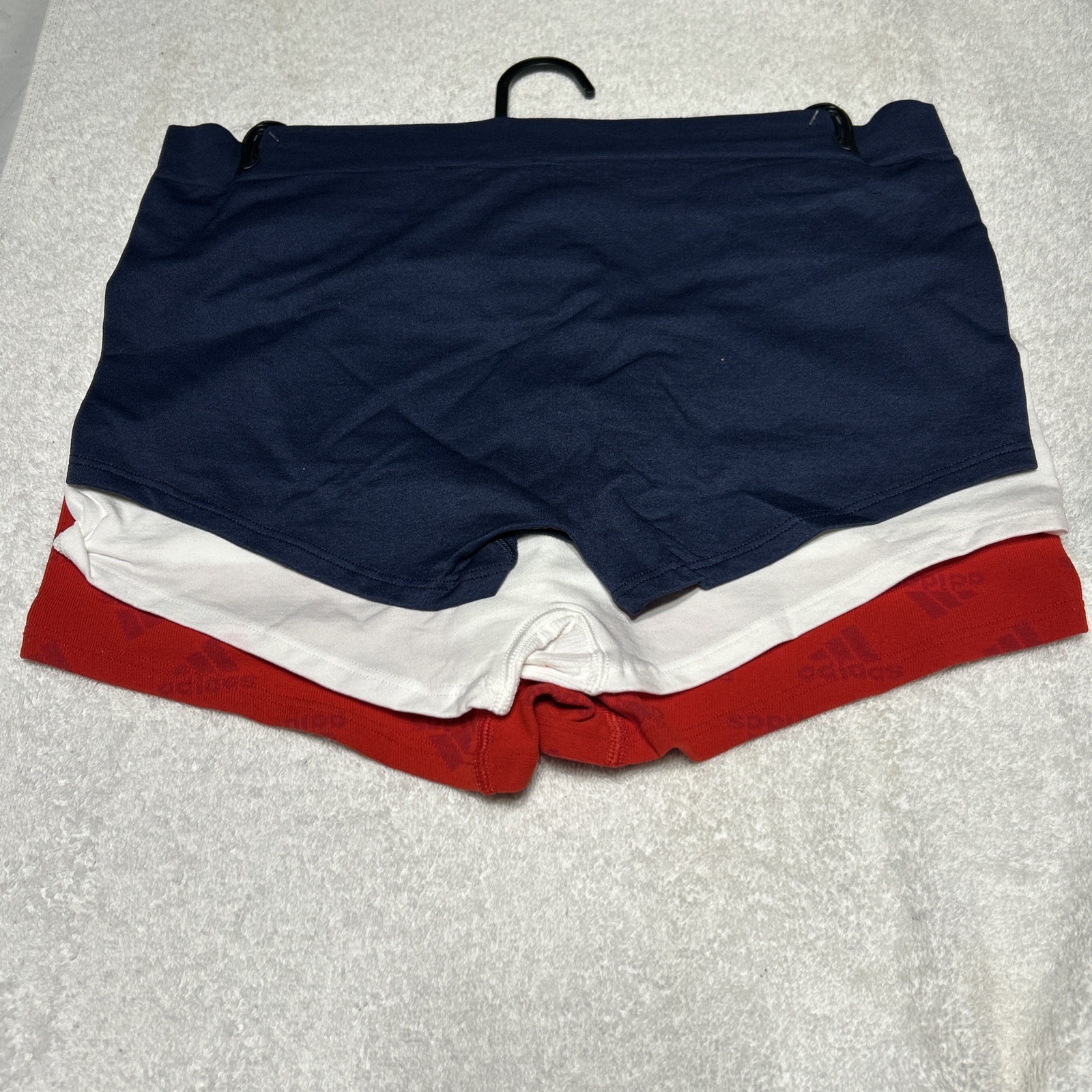 Women’s Adidas 3 Pack Boy Short Underwear Red White Blue Size L