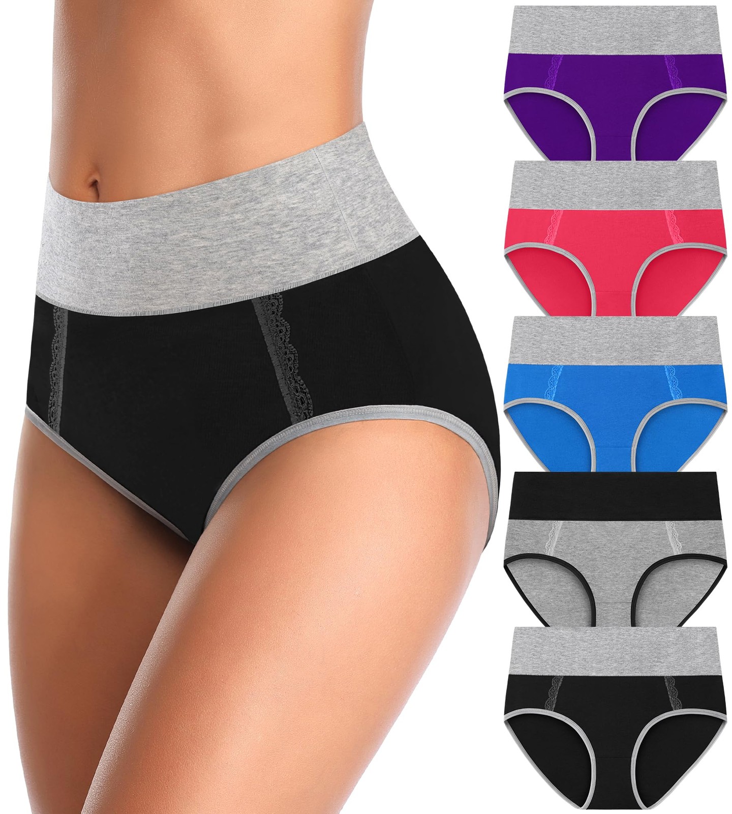 Cotton Womens Underwear Soft Breathable Pack Full Coverage Stretch Briefs Lad…