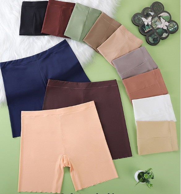 Women High waist Leggings Solid ice silk Plus size safety Underpants 92161