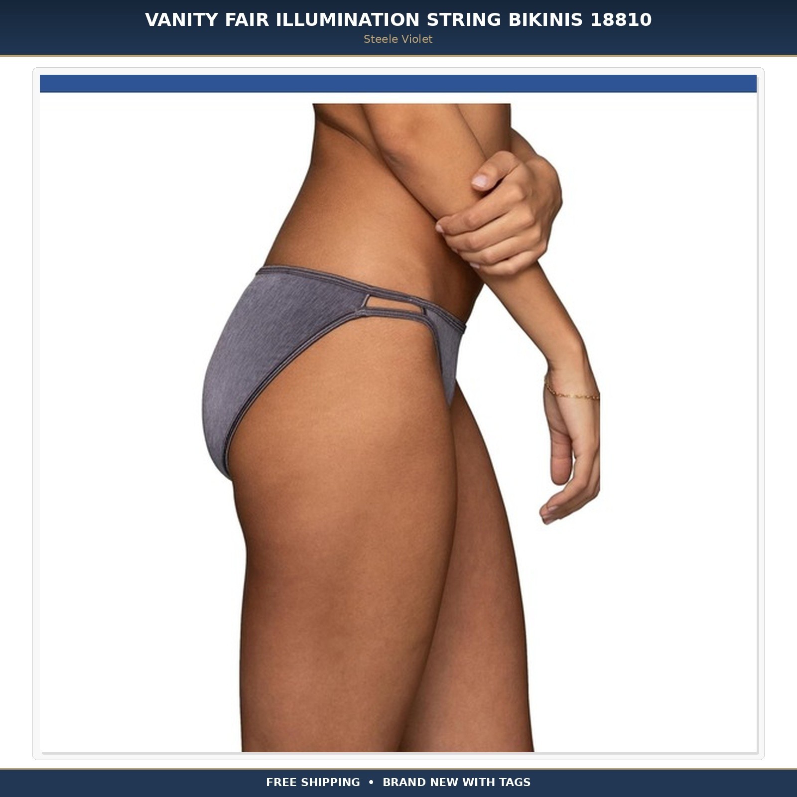 4 Pack Vanity Fair Illumination String Bikini Panty 18810 Steele Violet 9-11