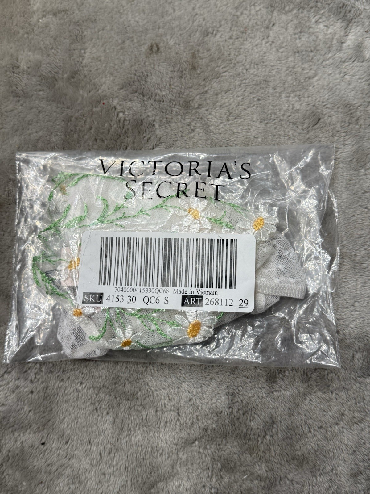 VICTORIA’S SECRET DREAM ANGELS String Bikini Panty VS Flower S White Daisy Mesh