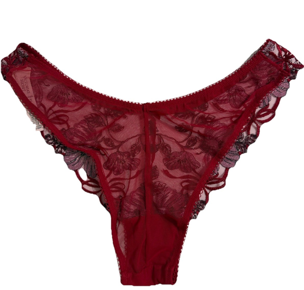NWT Victoria’s Secret Dream Angels Brazilian Panty Red Floral Lace Small
