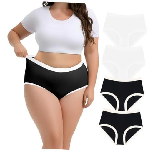 Womens Plus Size Seamless Underwear High Waisted Ladies 3X Multi1 (4 Pack)