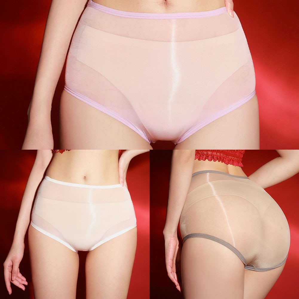 Satin Feel Women’s Breathable Soft Lingerie Sexy Oil Shiny Briefs Design