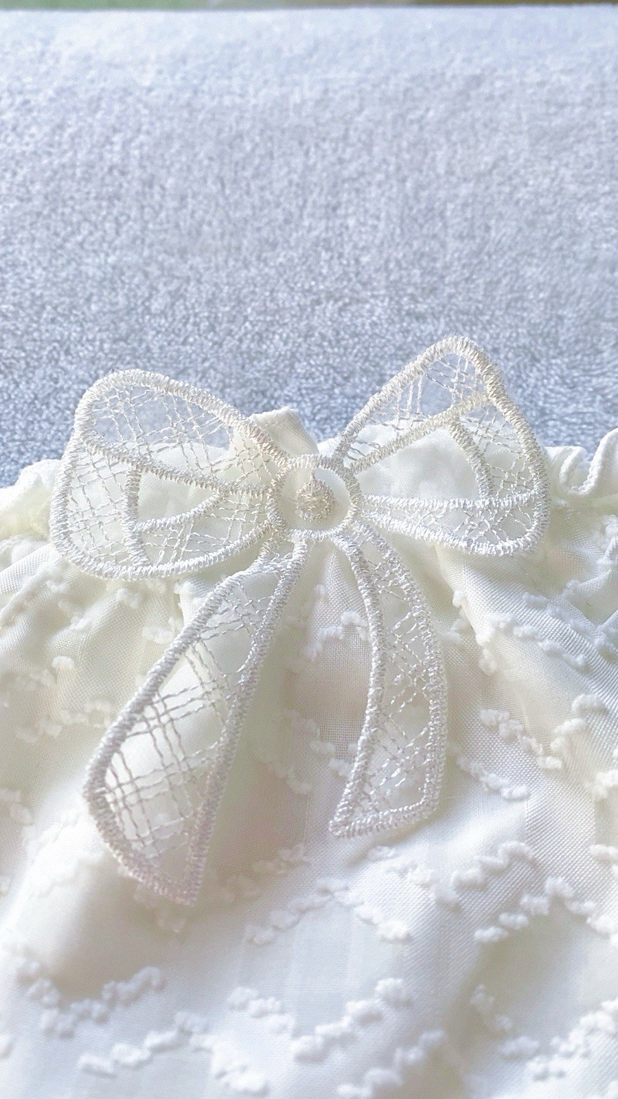 US-M, L/JP-LL Japanese Brand Embroidery Bow Chiffon Trim Ruffle Cotton Panties