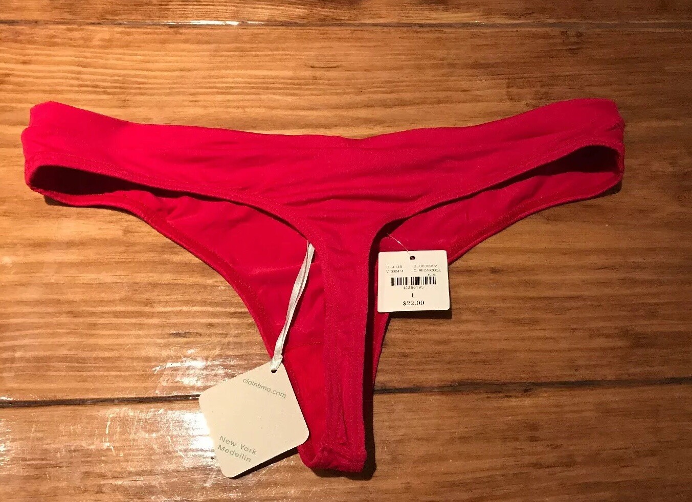 NEW WITH TAGS Anthropologie Clo Intimo Thong RED/ROUGE size LARGE