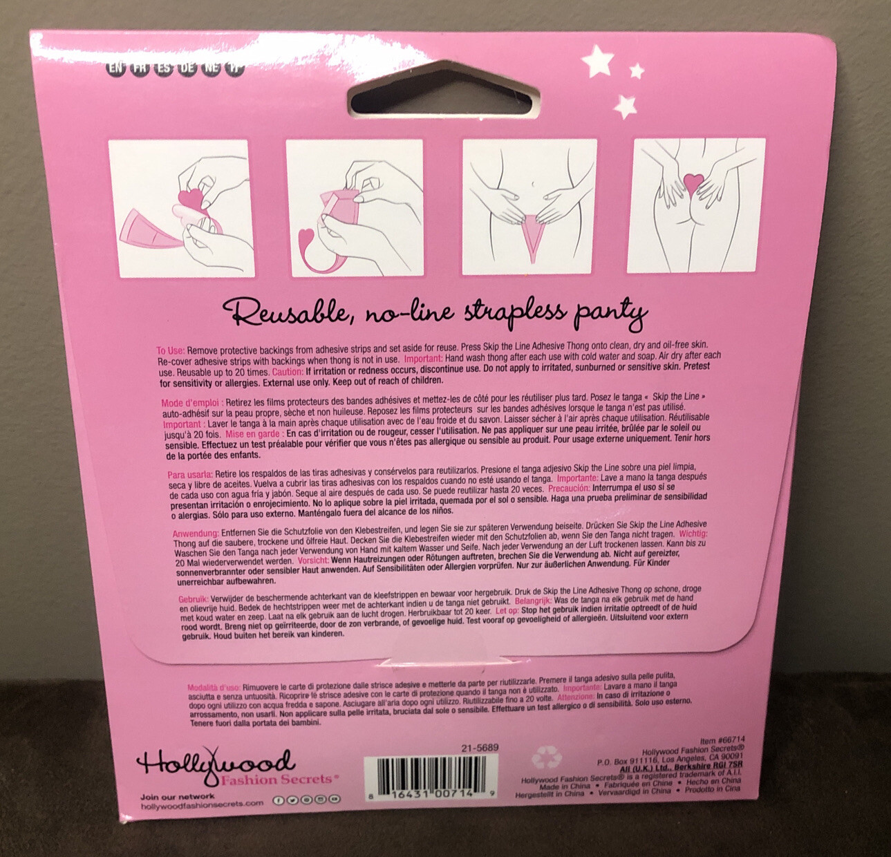 Skip The Line Adhesive Thong Hollywood Fashion Secrets M-L New Reusable