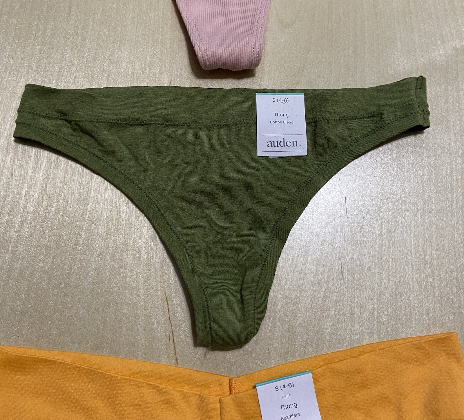 Auden Women’s Size Small (4-6) Soft Cotton Blend Stretchy Thong Panties 4 Pack