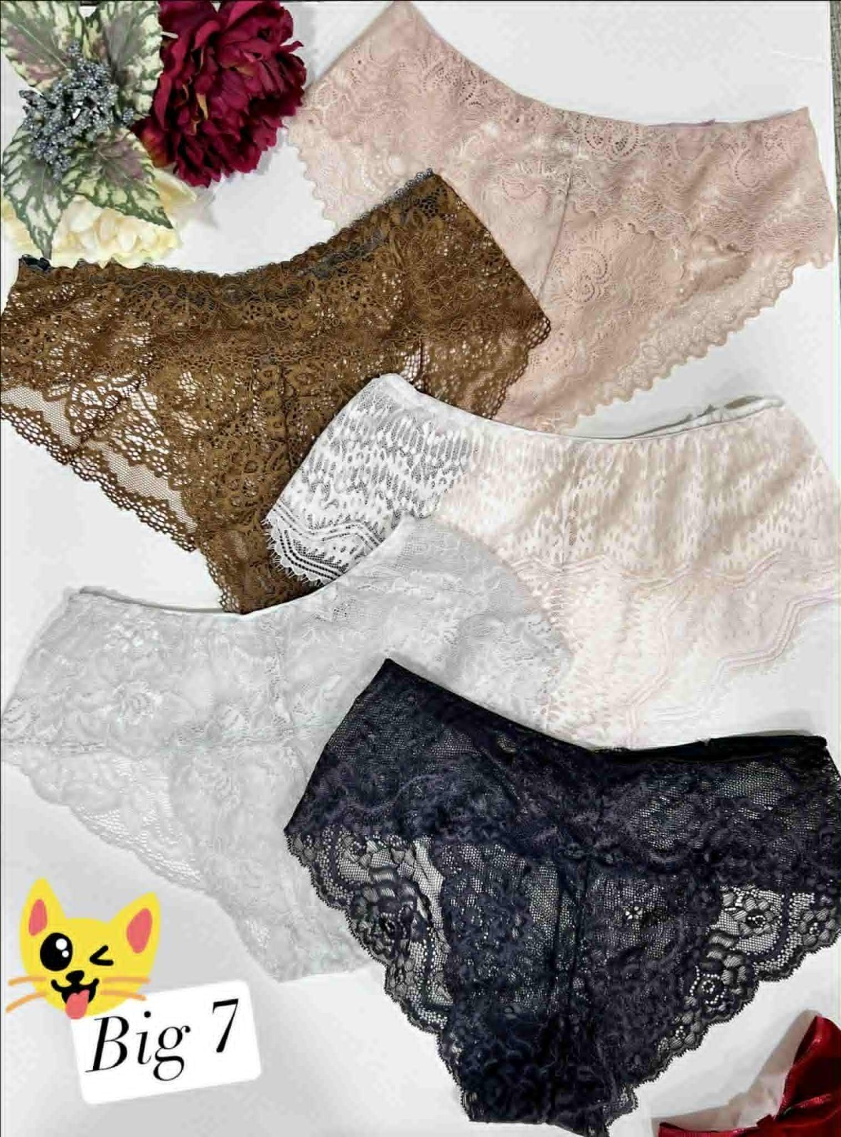 Floral Lace Underwear for Women colorful and vibrant Set of 5 panties Size S-XL