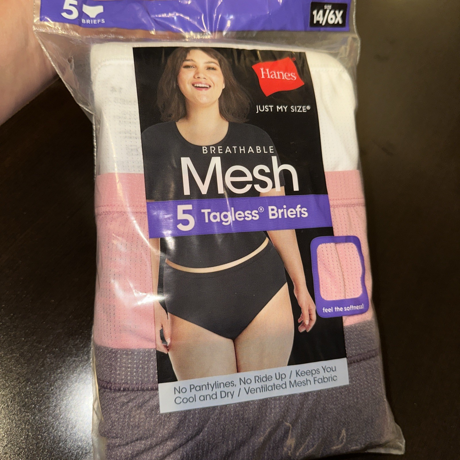 Hanes Women’s 6X/14 Breathable Mesh Briefs Underwear BXP40A 5 Pack