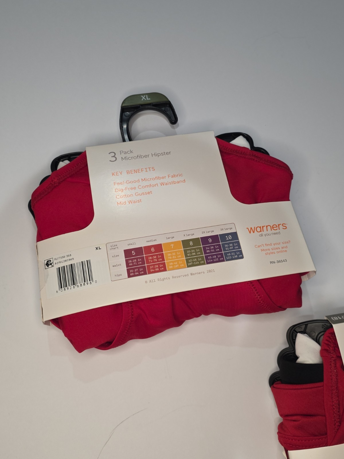 Warners Women’s Plus Microfiber Hipster Panties 2 3 Packs Red Black White XL New