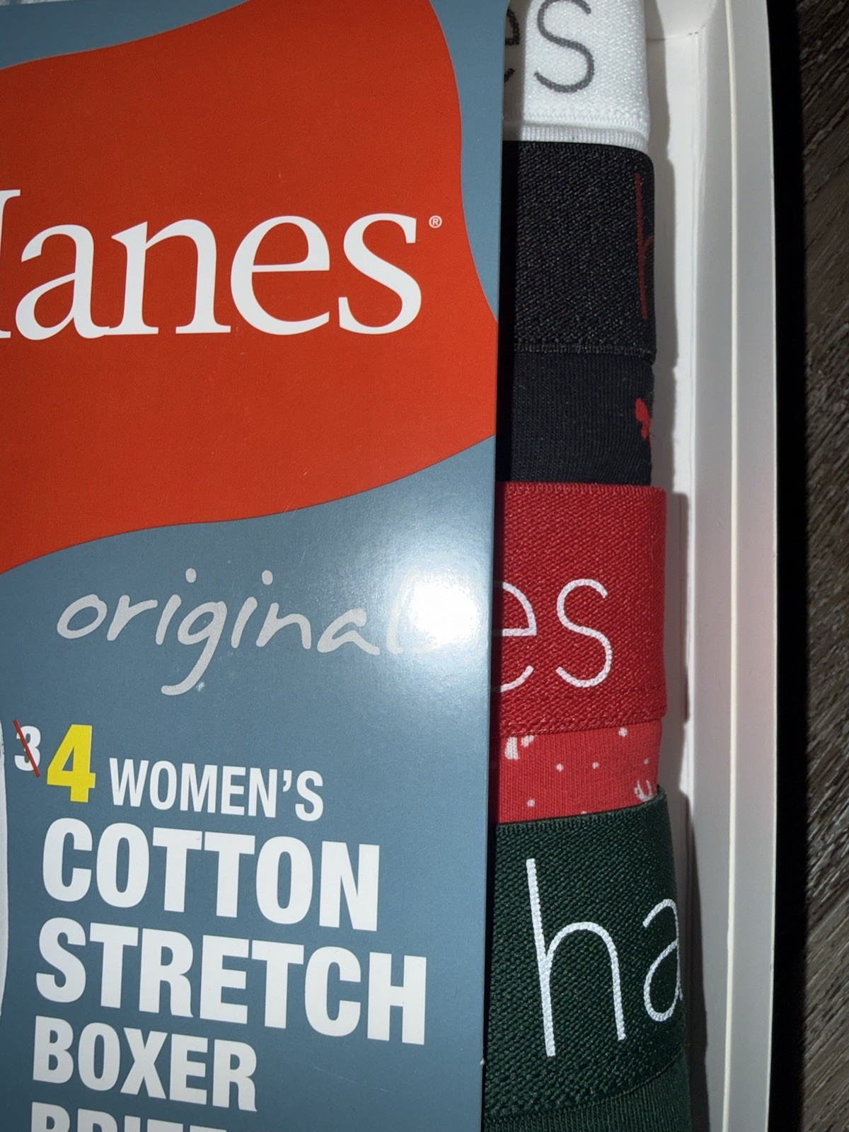 Hanes Ultimate 4-Pair Womens Boxer Brief Underwear Panties Cotton Originals, 2XL