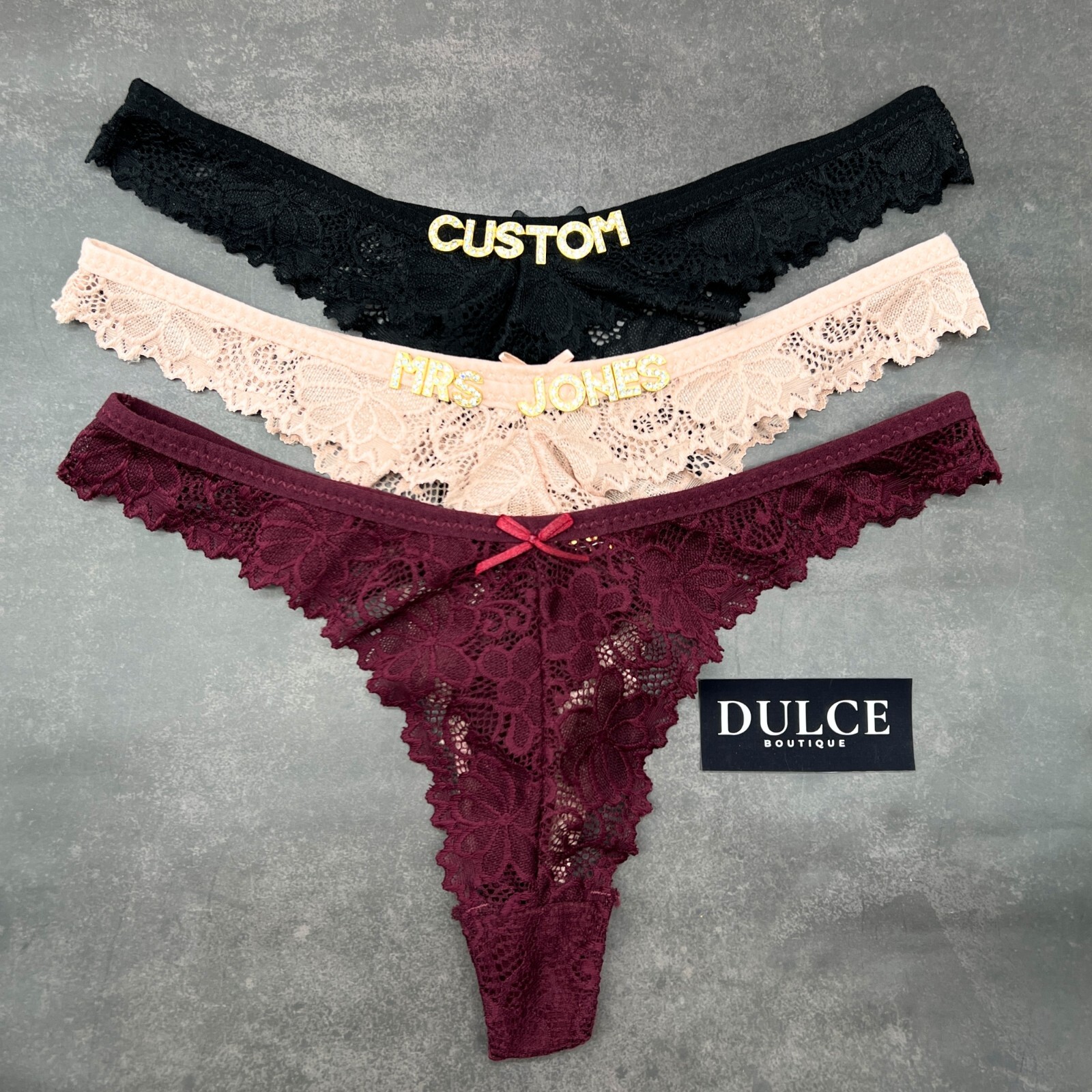 Custom Name Thong Sexy Panties With Crystal Letter Lingerie Custom Underwear