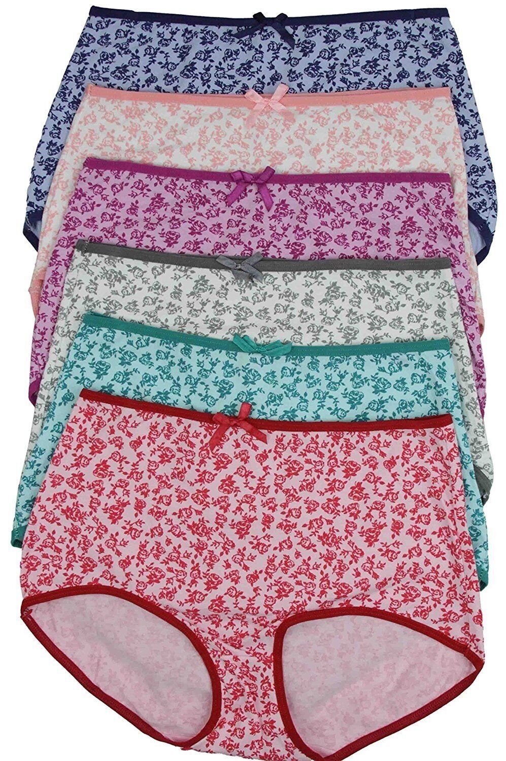 ToBeInStyle Women Junior’s Pack of 6 High-Waisted Briefs in Multiple Styles