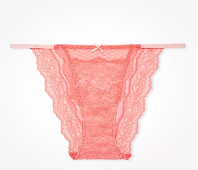 New Victoria’s Secret DREAM ANGELS Lace String Mesh Bikini Panty Coral Peach S