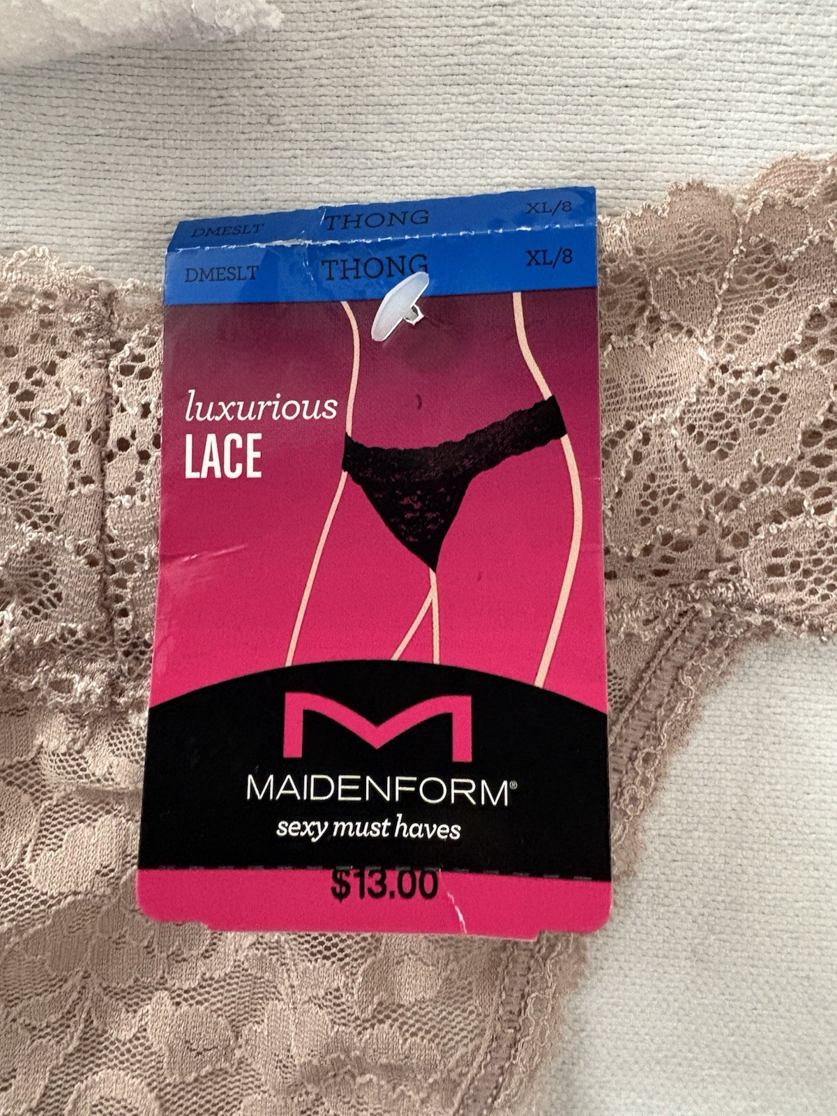 NEW Maidenform Luxurious Lace Thong Xlarge 8 MultiColor DMESLT 2 Pair Panties