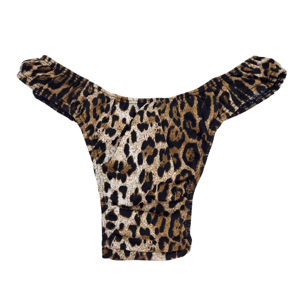 Leopard Print Satin Gaff Thong Feminine Tucking Panty for Crossdressers & Trans