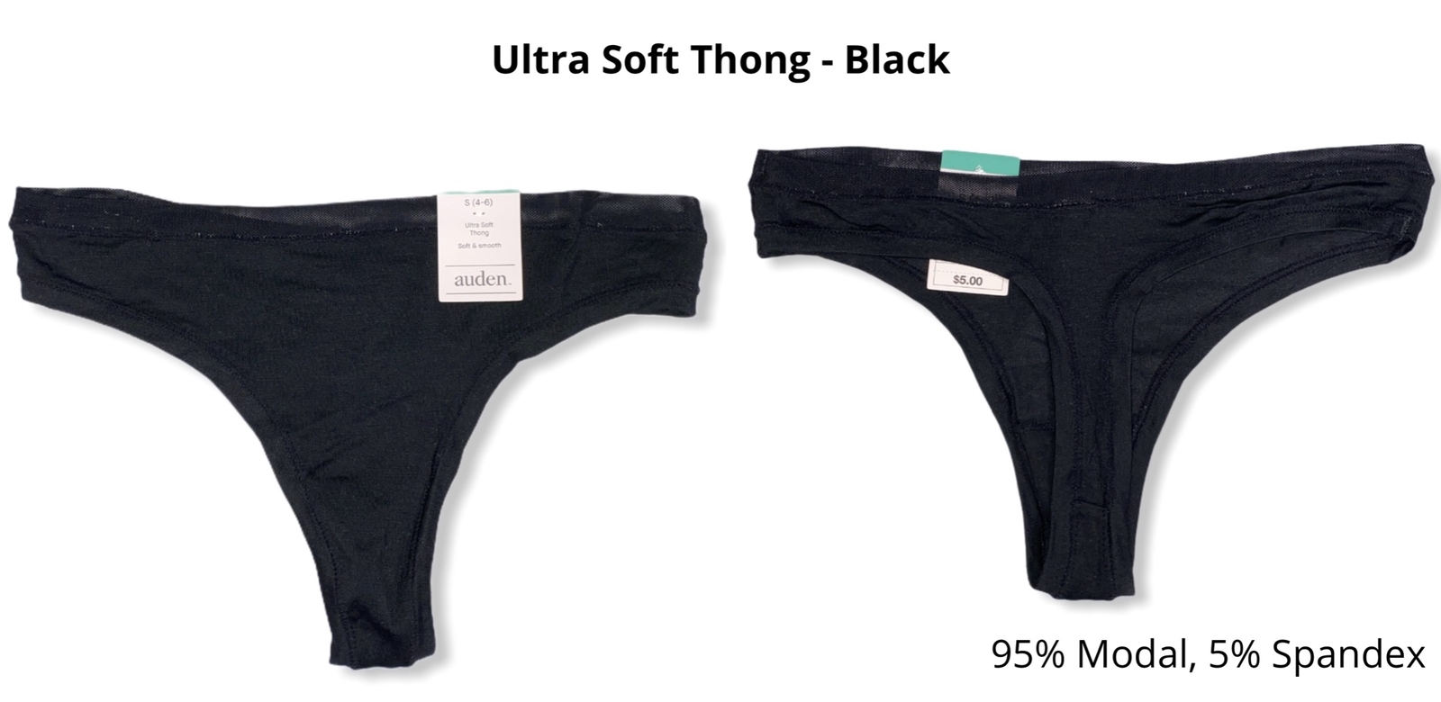 Women’s 5pk Assorted Styles & Colors Underwear – Auden – Size S (4-6) – 390