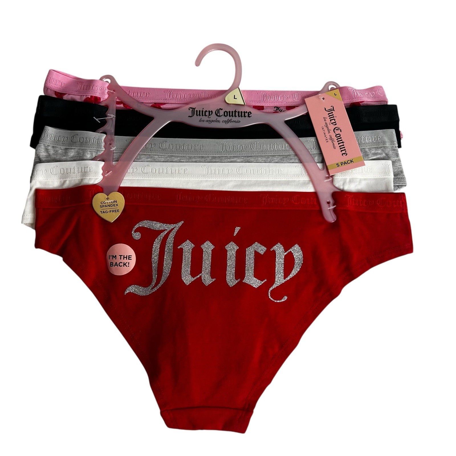 Juicy Couture Women’s Panties Sz Large Lot/5 Bikini Tagless Multi Colors