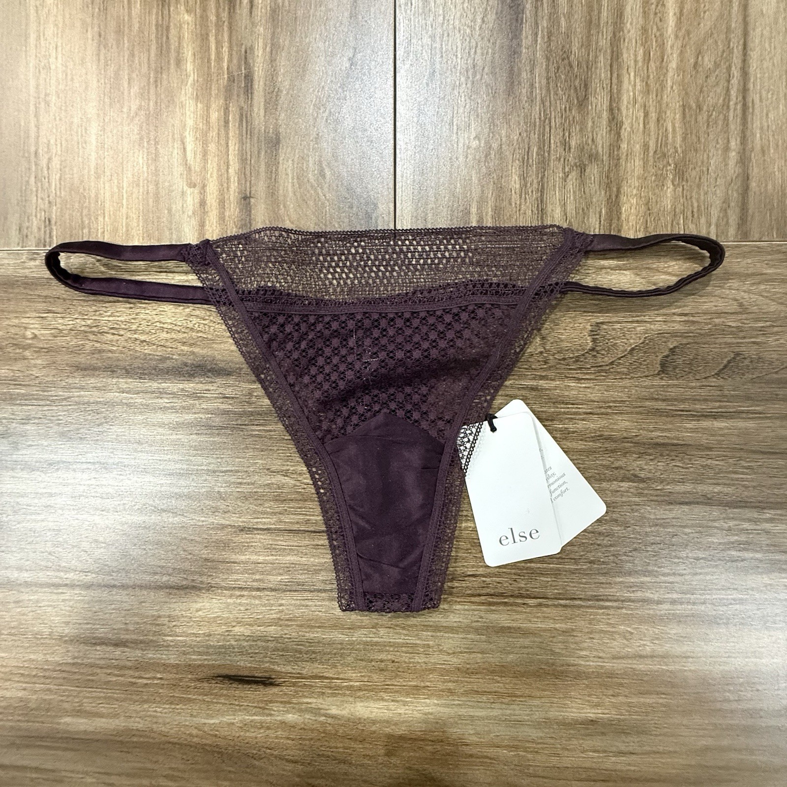 Else Bella Lace String Deep Purple Plum Intimate G-String Thong Women Sz Large