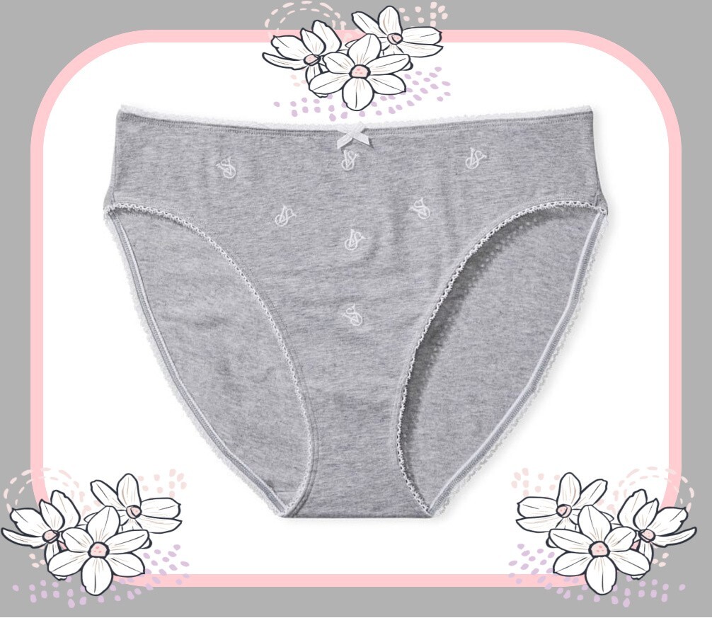 L Grey LOGO Stretch Cotton Waist Victorias Secret High-Leg Waist Brief Panty