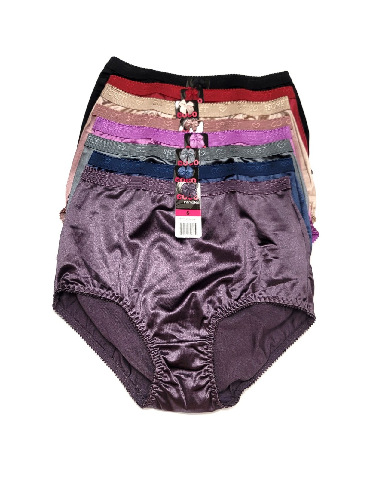 Women High Waist Full Coverage Shiny Smooth Silky Satin Brief Panties Underwear