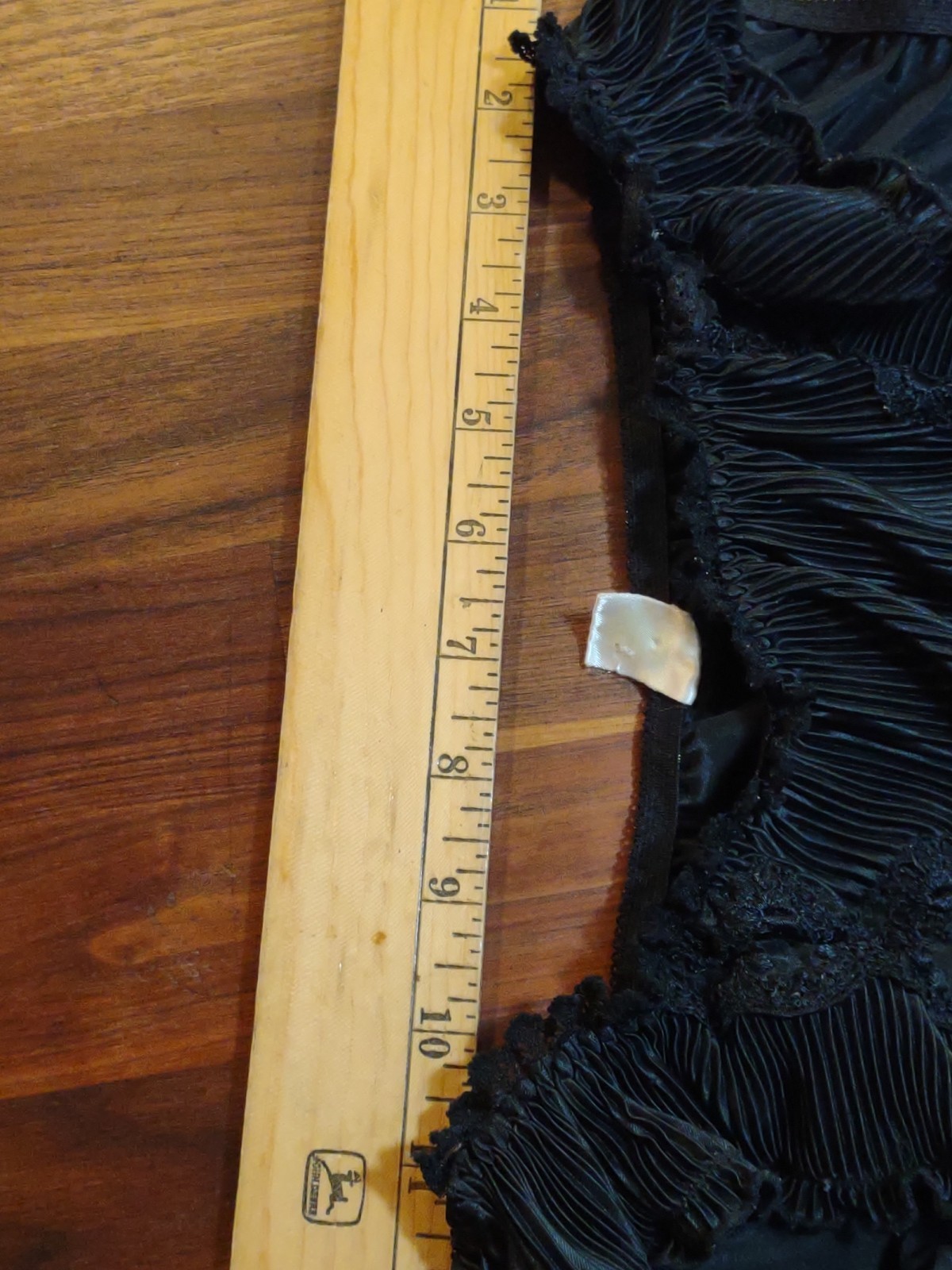 Vtg Victoria’s Secret Silky Black Ruched Beaded Bikini Panty L/7 Gold Label