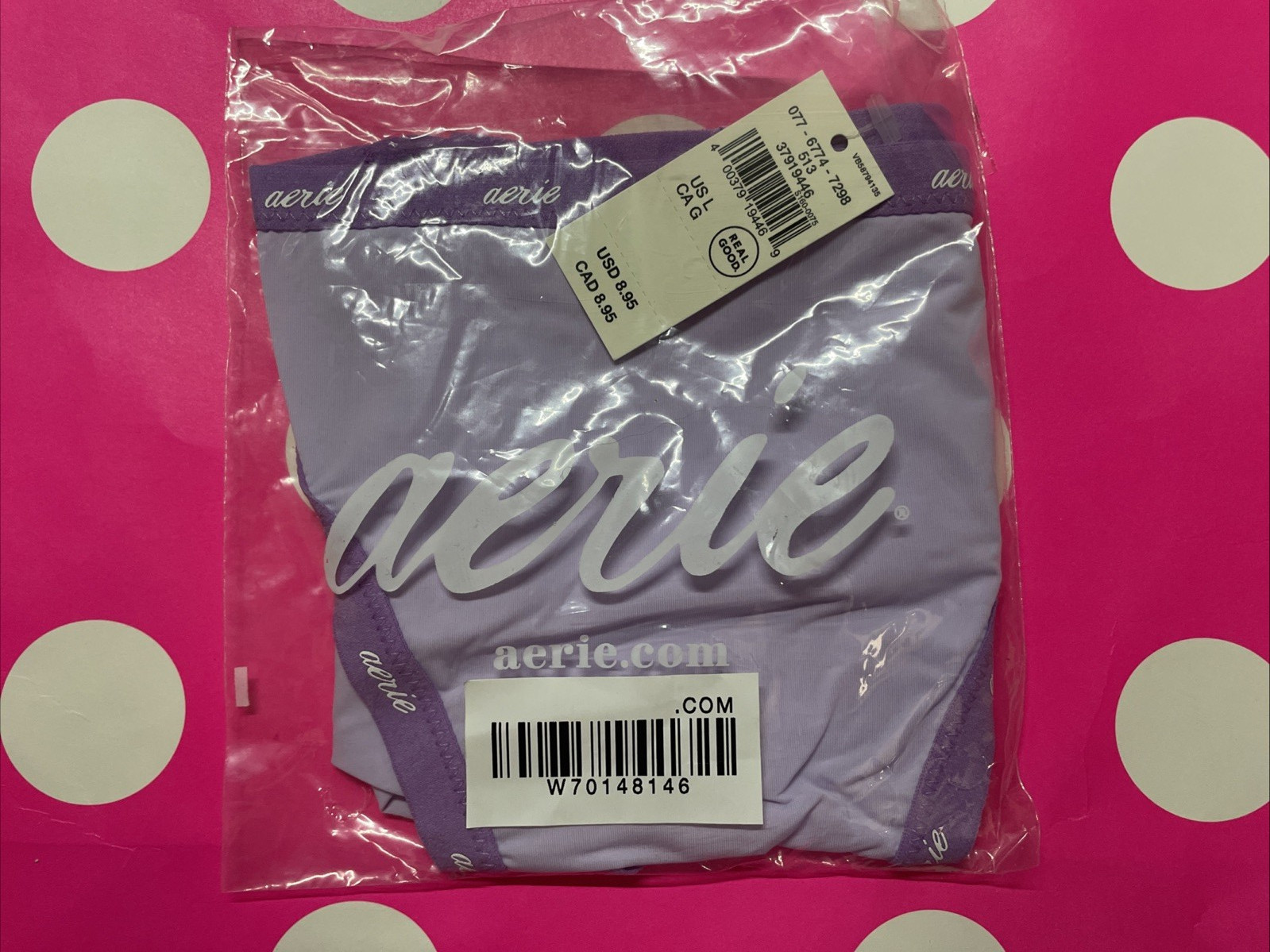 AERIE AMERICAN EAGLE L Purple SMOOTH THIN NYLON SPANDEX STRING BIKINI PANTIES