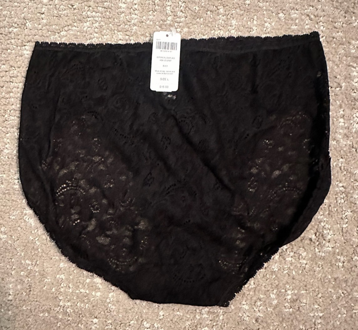 SOMA Embraceable Enchanting Lace High Leg Panties Black L NWT Enticing Lace 2 pr