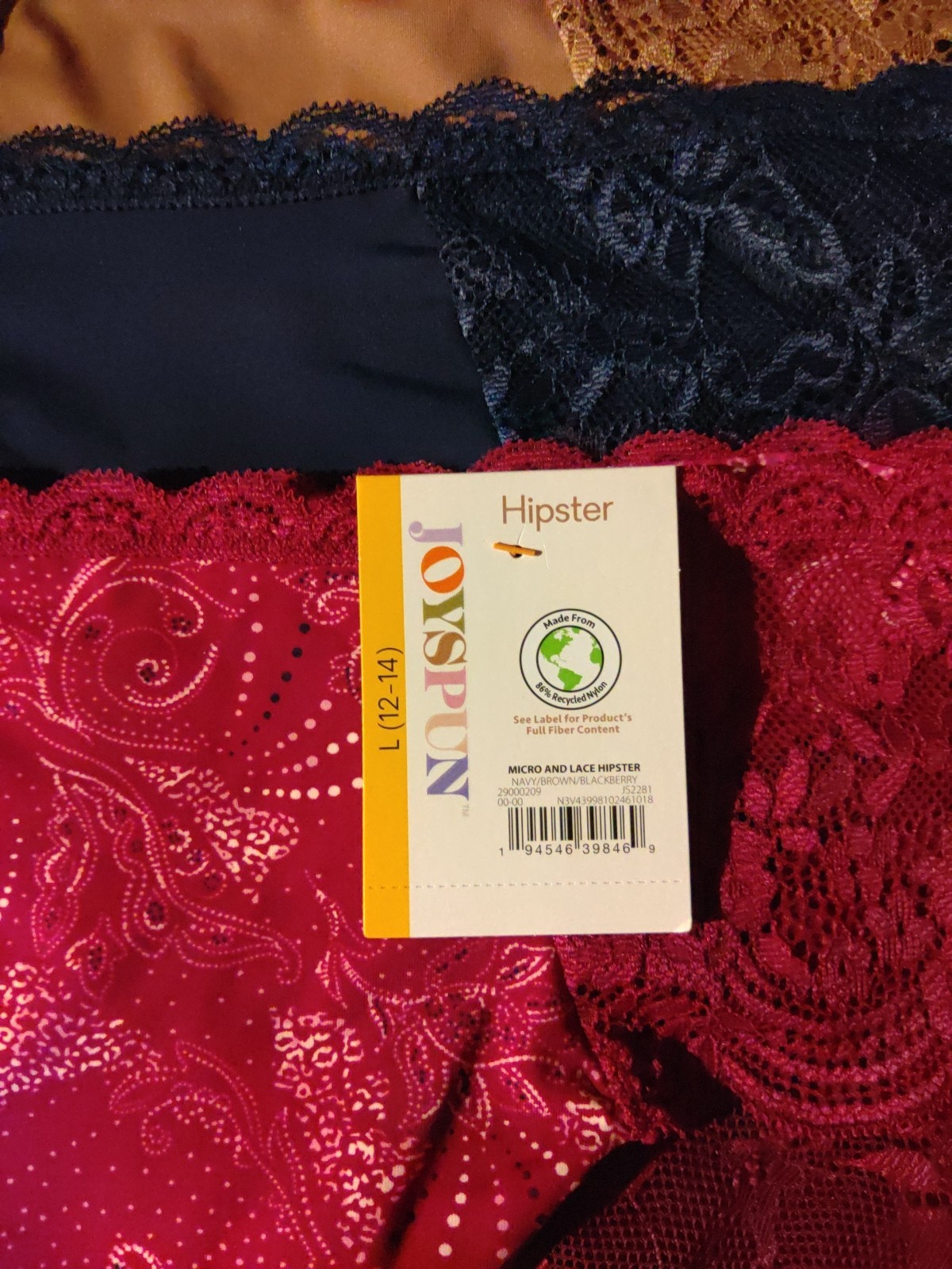 NWT Womens Joyspun 3 Pack Hipster Nylon Panties Size L